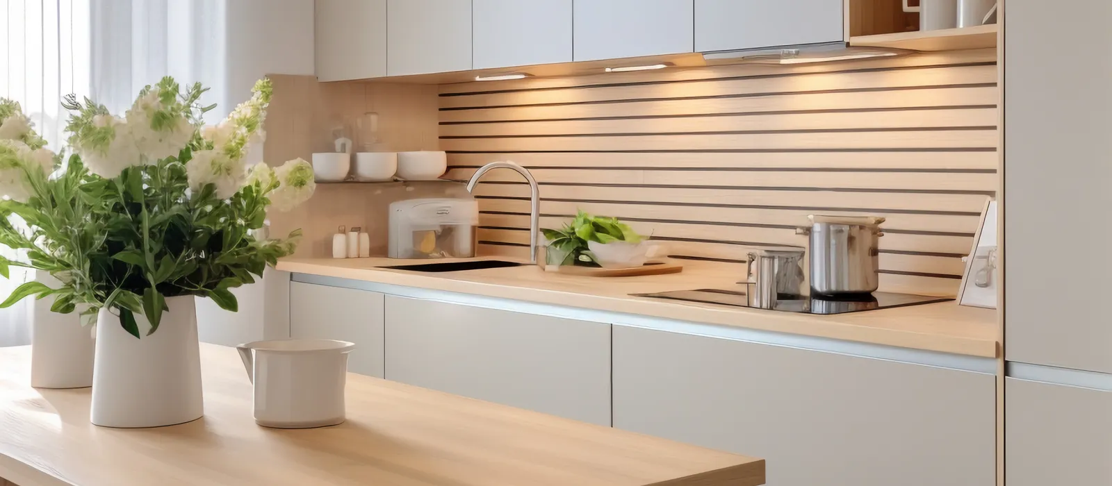 Modern kitchen with contemporary interior decor furnishings 1
