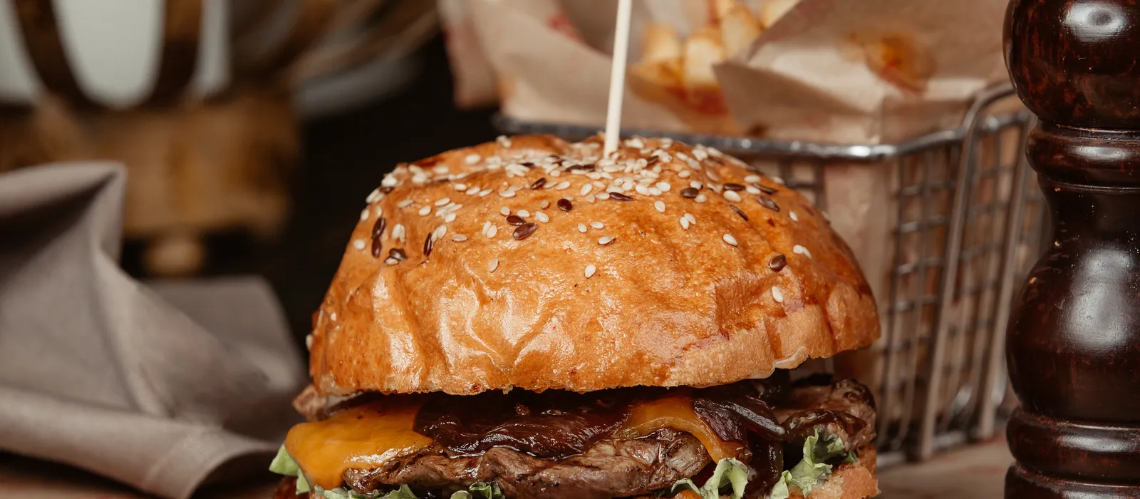 Beef burger with cheddar lettuces onion