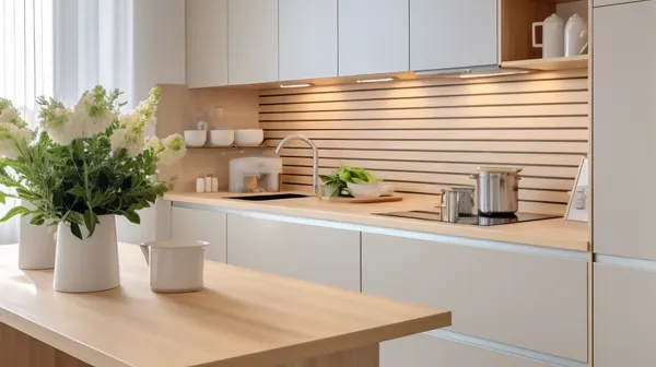 Modern kitchen with contemporary interior decor furnishings