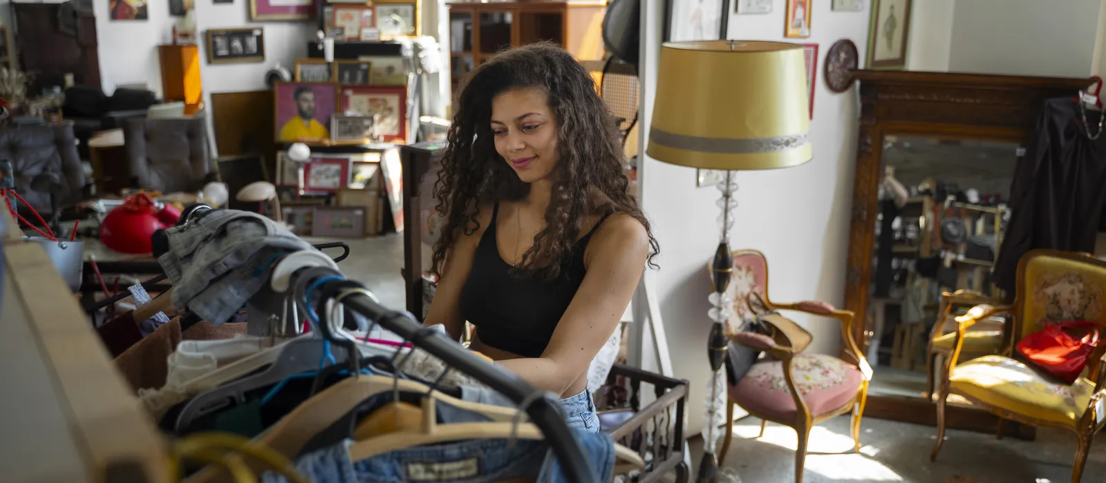 Friends going shopping antique store