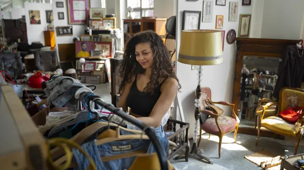 Friends going shopping antique store