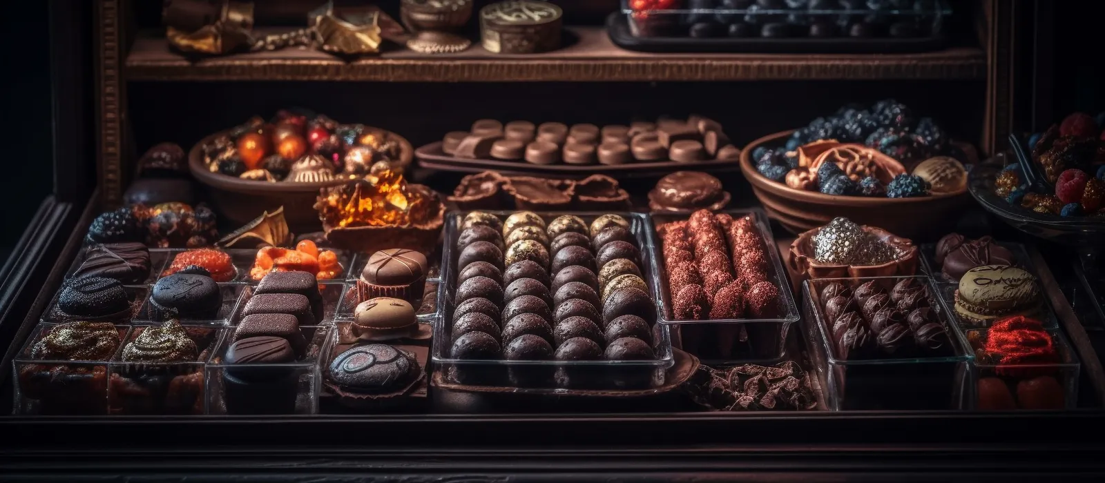 Indulgent homemade chocolate candy tray decoration craft generated by ai