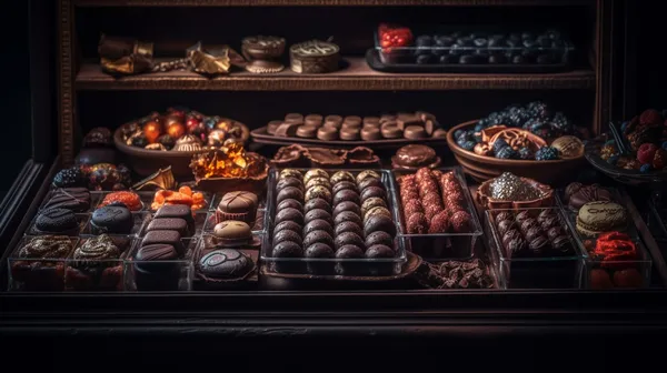 Indulgent homemade chocolate candy tray decoration craft generated by ai