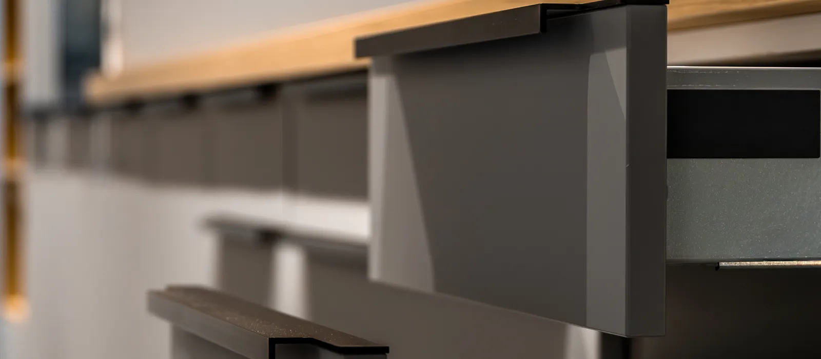 Modern kitchen drawers with minimalist fronts ergonomic storage solution