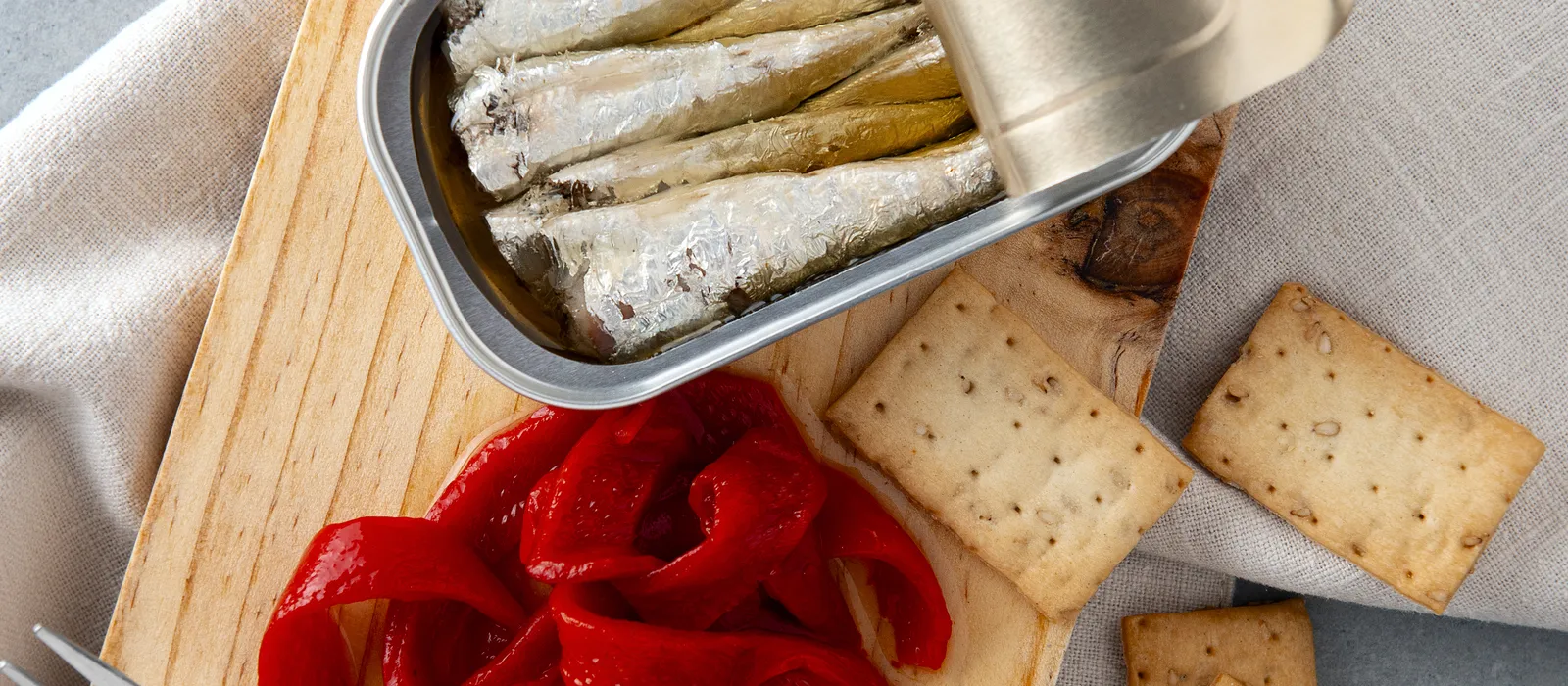 Top view food packaged cans