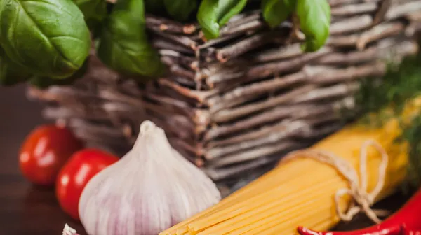 Close up bundle pasta before cooking