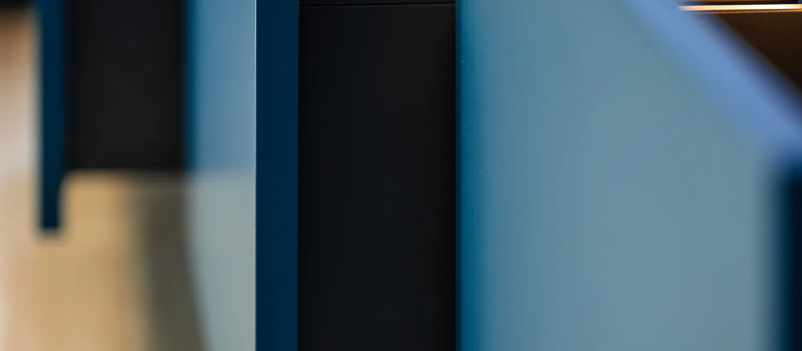 Open drawers linear led blue modern 1