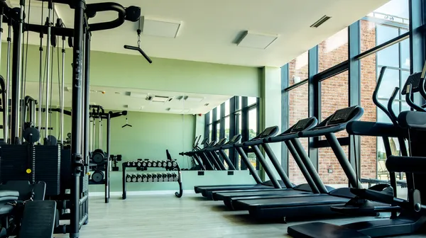Health club without people with exercise equipment