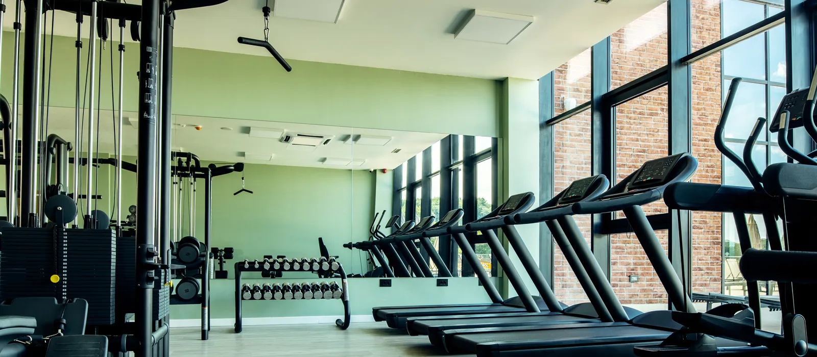 Health club without people with exercise equipment
