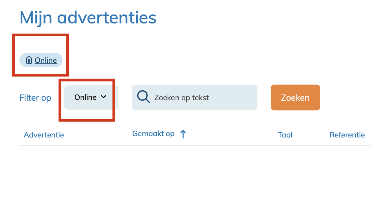 Vervallen advertentie terugvinden