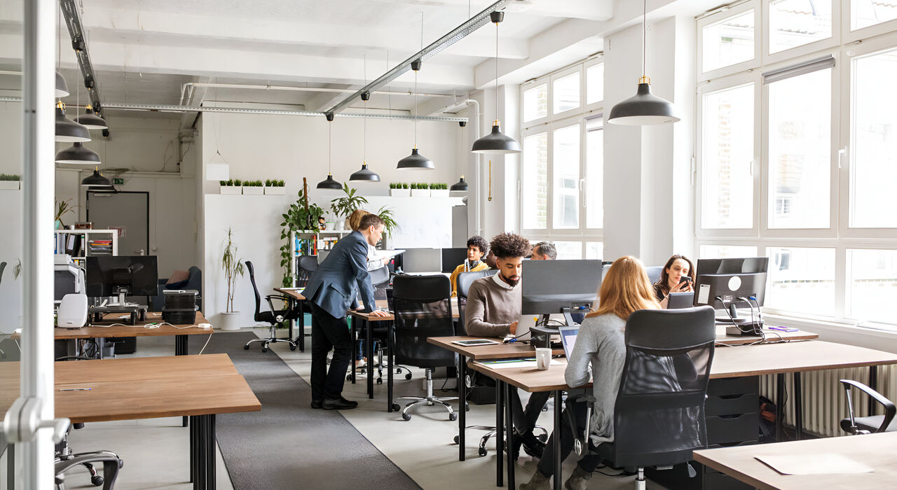 Business people working modern office space